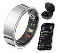 AMOVAN Smart Ring for Women Men, Fitness Tracker Ring with Body Temperature, Heart Rate, Blood Oxygen, Sleep Monitor, Calories, No Subscription Fee, IP68 Waterproof for iPhone & Android (Silver, #7)