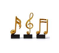 Amoy-Art 3pcs Music Note Ornament Gifts Musical Sculpture Statue Modern Decor Piano Figurine Table Centerpiece Crafts Polyresin Arts Gold 19cm