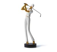 Amoy-Art Golf Figurine Statue Golfer Sculpture Gifts Modern Decor Arts Home Ornament Table Centerpiece Crafts Polyresin White 24cm