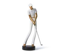 Amoy-Art Golf Figurine Statue Golfer Sculpture Gifts Modern Decor Arts Home Ornament Table Centerpiece Crafts Polyresin White 24cm