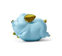 Amoy-Art Piggy Bank Coin Bank Pig Gifts Decor Modern Arts Sculpture Animal Figurine Home Statue Crafts Polyresin Ornament Blue 21cm