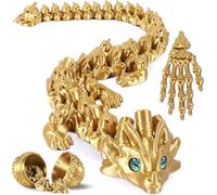 Amoybaby 3D Printed Dragon Egg with 12 Inches Pumpkin Dragon Inside, Articulated 3D Animal Fantasy Desk Decor, Halloween, Birthday and Christmas Decorations Gifts Indoor Outdoor for Teens, Gold