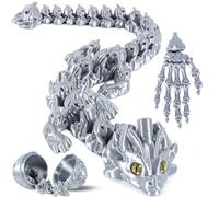 Amoybaby 3D Printed Dragon Egg with Pumpkin Dragon Inside, 3D Printed Fantasy Collectible, Silver, Halloween Desk Decoration