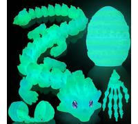 Amoybaby 3D Printed Dragon Egg with Pumpkin Dragon Inside, Color Change by Length Fantasy Desk Decoration & Collectible Halloween Ornament, Gifts, 3D Printed Animals Blue Green Glow in The Dark