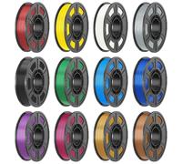 Amoybaby Silk PLA Filament 12 Colors 250g 3D Printer Filament Bundle1.75mm,High Precision Dimensional Accuracy +/- 0.03mm,High Strength 3D Printer PLA 3D Printing Materials for Most FDM 3D Printers