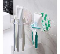 AMOYER 1pc Plastic Punch Free Toothbrush Holder Shaver Storage Rack Suction Toothpaste Dispenser Bathroom Accessories Random Color