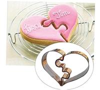 AMOYER 2 Pcs Heart Shape Cutter Puzzle Mold Cookie Cutter Set Stainless Steel Baking Mold for Christmas Birthday Wedding Party