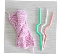 AMOYER 3 Size Abs Plastic Crochet Hook Knitting Needles Sweater Muffler Weaving Tools Crooked Twist Curved Needle Craft Tool