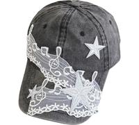 AMOYER Retro Lace Cap Y2K Musical Note Star Embroidered Hat, Summer Sunscreen Baseball Cap, Adjustable Casual Outdoor Hat
