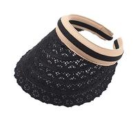 AMOYER Women Cotton Yarn Empty Top Hat Baseball Cap Lace Visor Hat Beach Sunscreen Cap Sun Hat Outdoor Hat for Female Black