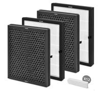 AMOYFILTER E-200 True HEPA Replacement Filter with LUNINO E 200 Air Puri-fier Filter Replacement, H13 Ture HEPA for Home, Honeycomb Activated Carbon for Smoke, Odors, (4x HEPA Filter＋12x Aroma Pads)