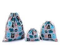 Amoyie 3 pcs Drawstring Storage Bag Set for Baby Stuff, Travel Home Accessories, Little Cats