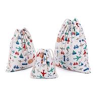 Amoyie 3 pcs Drawstring Storage Bags Set for Kid Stuff Travel Home Accessorie, Transportation