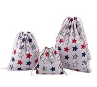 Amoyie 3 pcs Nursery Organisers Bag with Drawstring for Toys Cosmetic Travel Stuff Stars