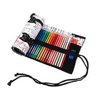 Amoyie Hand Roll Up Pencil Bag for 36 Coloring Pencil, Canvas Pencil Organiser Bag Artist Pen Carrier Bag, Pencil Wrap for Kids, Easy Use (no Pencil Included), Beige Cat 36