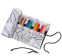 Amoyie Hand Roller Bag for 48 Color Pencil Gel Pen, Canvas Storage Bag for Artist Student, (no Pencil Included), White 72