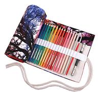 Amoyie Roll Up Case for 48 Coloring Pencils, Canvas Pencil Storage Bag - Setting Sun