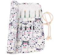 Amoyie Roll Up Paint Brush Holder, Portable Brush Case for Artists, Canvas Carrier Bags for acrylic, watercolour, oil paintbrush, Cartoon Cat
