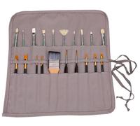 Amoyie Roll-up Paint Brush Holders Large Capacity Canvas Storage Bag for Acrylic Oil Watercolor Gouache Art Paint Brush Large Capacity Brush Carrier Pouch 20 Holes, Solid Grey