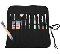 Amoyie Roll-up Paint Brush Holders Large Capacity Canvas Storage Bag for Acrylic Oil Watercolor Gouache Art Paint Brush Large Capacity Brush Carrier Pouch 20 Holes, Solid Black