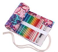Amoyie Roll Up Pencil Case for 36 Coloured Pencils, Colouring Pens Organiser Bag, Canvas Artist Wrap, Maple Leaves
