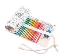 Amoyie Roll Up Pencil Case for 36 Coloured Pencils, Foldable Colouring Pens Organiser Bag, Artist Wrap, Canvas Holder, Constellation