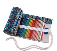 Amoyie Roll Up Pencil Case for 72 Coloured Pencils, Foldable Colouring Pen Organiser Bag, Canvas Coloring Pens Holder, Artist Wrap, Green