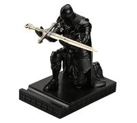 Amoysanli Medieval Armored Warrior Wearing Outerwear, Mobile Phone Stand Knight Pen Holder Desk Organizers, Resin Bookends Paperweight with a Letter Opener for Desk (Black)