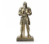Amoysanli Medieval Knight Statue King's Guard Medieval Decor Polyresin Knight Swordsman Armor Statue Top Collection as Gift 15.12 Inch(Bronze)