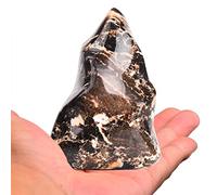 AMOYSTONE Black Opal Flame Shaped Stone Towers Large Healing Crystal Quartz Home Decor 0.6-1.0LBS