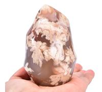 AMOYSTONE Cherry Blossom Agate Flame-Shaped Stone Towers Obelisk Flower Agate Natural Healing Crystal Quartz Reiki Energy Decoration Home Office 0.7-0.5kg