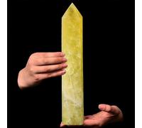 AMOYSTONE Extra Large Crystal Obelisk Tower Lemon Quartz Point Wand 6 Faceted Reiki Meditation Therapy 4.0-4.4 LBS