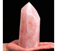 AMOYSTONE Large Rose Quartz Obelisk Tower Healing Crystal Point Wand 6 Faceted Reiki Chakra Meditation Stone Pink 2.2-2.6 LBS