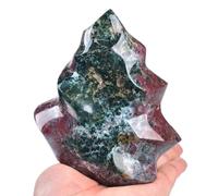 AMOYSTONE Ocean Jasper Flame Shaped Stone Tower Obelisk Natural Healing Crystal Quartz Reiki Energy Decoration Home Office Decor 1.5-2.2lb