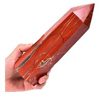 AMOYSTONE Red Jasper Obelisk Large Healing Crystal Wand Tower 6 Column Faceted Reiki Chakra Meditation Therapy 1-1.2kg