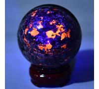 AMOYSTONE Yooperlite Crystal Sphere 2.4'' with Wooden Base
