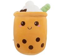 AMOZO Bubble Tea Plush Pillows, Cute Boba Plushies Soft Toys Giant Boba Stuffed Animal pillow for Boba Lovers (Brown,35cm)
