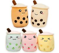 AMOZO Cute Cartoon Boba Milk Tea Soft Plush Doll, Giant Boba Bubble Plushie Stuffed Tea Cup Pillow Gift Toys(Beige,35cm)