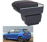 AMPACO Auto Dual Layer Leather Arm Rest Box for Skoda Fabia 3 2015-2019, Car Armrest Box Centre Console Storage Box, Auto Interior Accessories