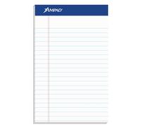 Ampad 20-304 Medium Rule Writing Pads, Red Margin, 5x8 Inches, Canary, 50 Sheets (Pack of 12)