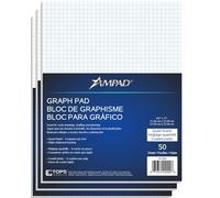 Ampad Evidence Quadrille Pad, Size 8-1/2 x 11, White Paper, 4x4 Quad Ruling, 20 Pound Premium Stock Paper, 50 Sheets Per Pad (22-000) - 3 Pads 150 Sheets total