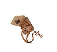AMPALS, Olive Wood Rosary Handmade in Jerusalem, Rosary in Kraft Paper Box with Crucifix, Christening, Communion, Christian, Birth, Birthday, Car Protection, Home, One Size, Wood