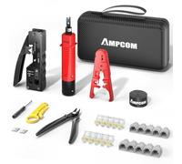 AMPCOM AM718BK-9in1 Network Tool Kit for Cat5e Cat6 Cat7, RJ45/RJ11 Crimper Kit with 9 in 1 Waterproof Case