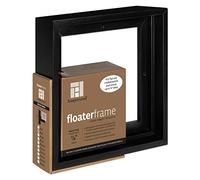 Ampersand Art Supply Floaterframe Readymade Frame for Flat and 7/8" Deep Wood Panel and Canvas Artwork, Paintings, Prints, and More, 8"x8", Black Bold