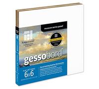 Ampersand Art Supply Gesso Wood Painting Panel: Museum Series Gessobord, 6" x 6", 1/8" Flat Profile, Pack of 4