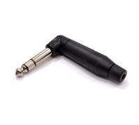 Amphenol Right Angle 6.35mm Stereo Solder Terminal for 5mm Cables Black