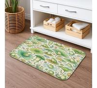 Amphibian Pond Quick Dry Bath Mat, Nature Green Leaves and Frogs Absorbent Non Slip Shower Mat, Spring Decorative Flannel Washable Bath Rugs for Bathroom Toilet Restroom 16x24 Inch