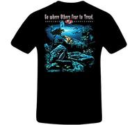 Amphibious Outfitters Baddest Frog in The Pond T-Shirt for Scuba Divers Men's Fashion Crew Neck Short Sleeves Cotton Tops Clothing Black XL