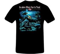Amphibious Outfitters Baddest Frog in The Pond T-Shirt for Scuba Divers Men's Fashion Crew Neck Short Sleeves Cotton Tops Clothing Black