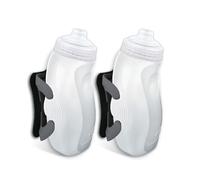 Amphipod RunLite Xtech Hydration System, Dual 10.5 oz Hydraform Water Bottles for Running, Marathons & Endurance Training (Jett-Squeeze Cap) - Clear/Charcoal - 2 x 10.5 oz